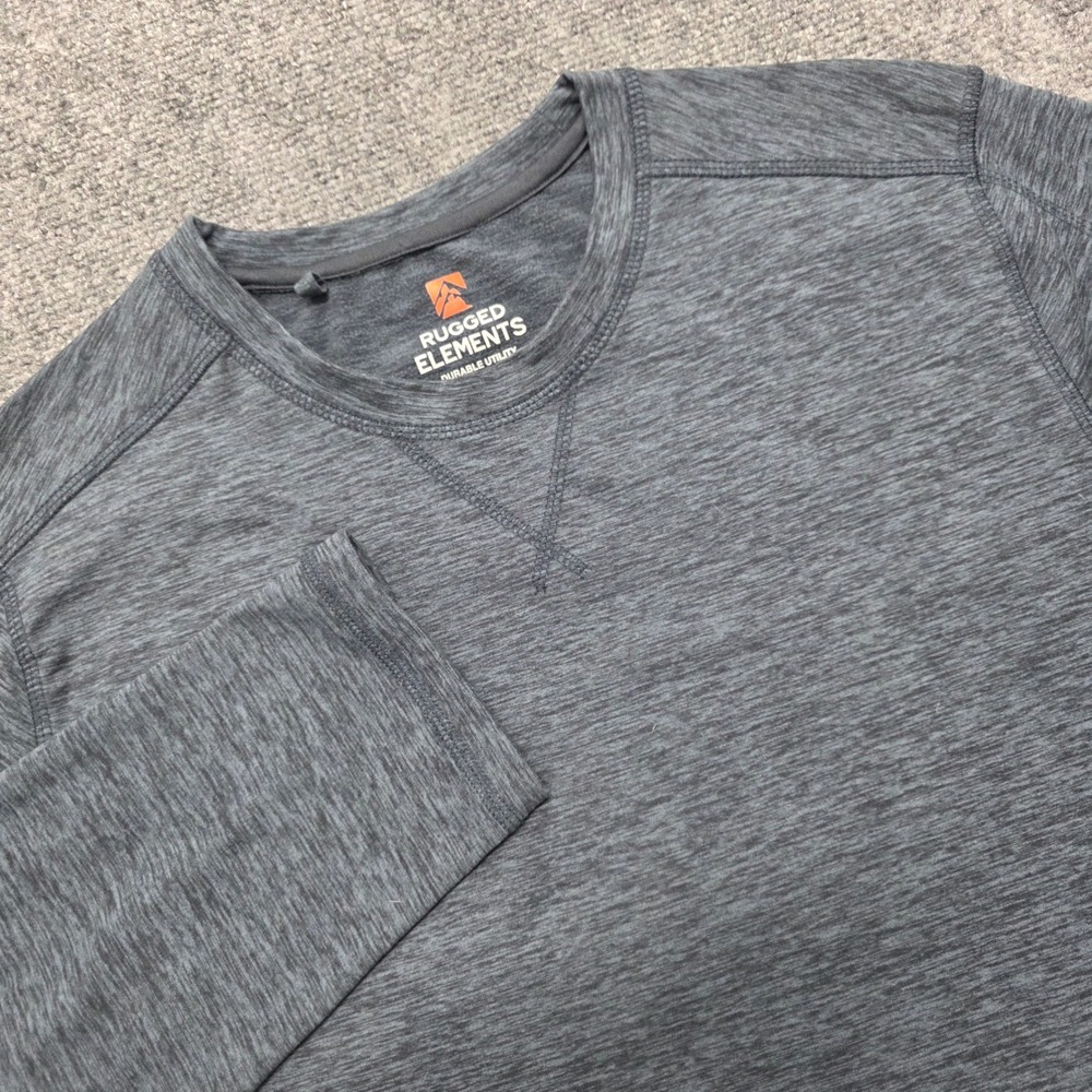 Rugged Elements Men's Large Long Sleeve Performance Crew Neck Shirt Gray Heather